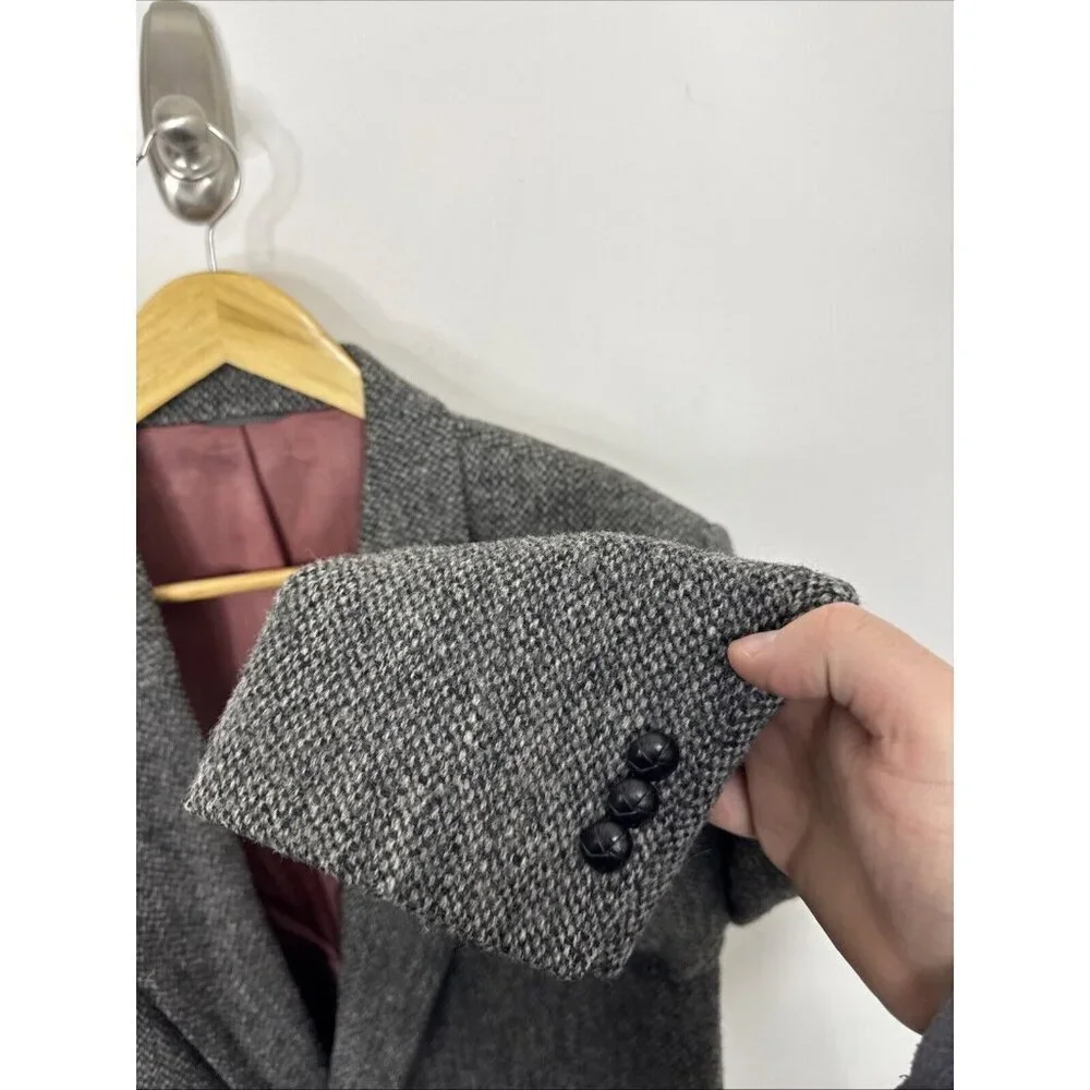 Harris‎ Tweed Men 42 Wool Gray Blazer Sports Coat Herringbone